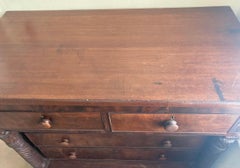 American Mahogany Chest of Drawers with Hand-Carved Pilasters
