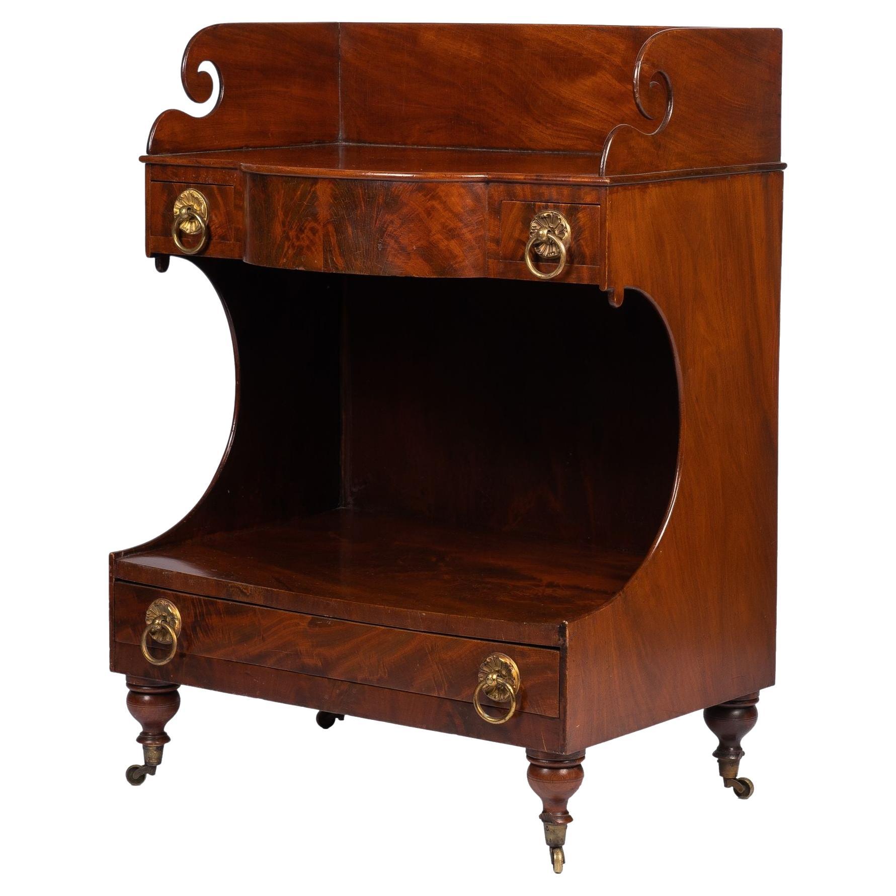 American Mahogany Demilune Dressing Stand on Brass Castors, 1830 For Sale