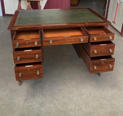 American Mahogany Desk with Leather and Gold Edge