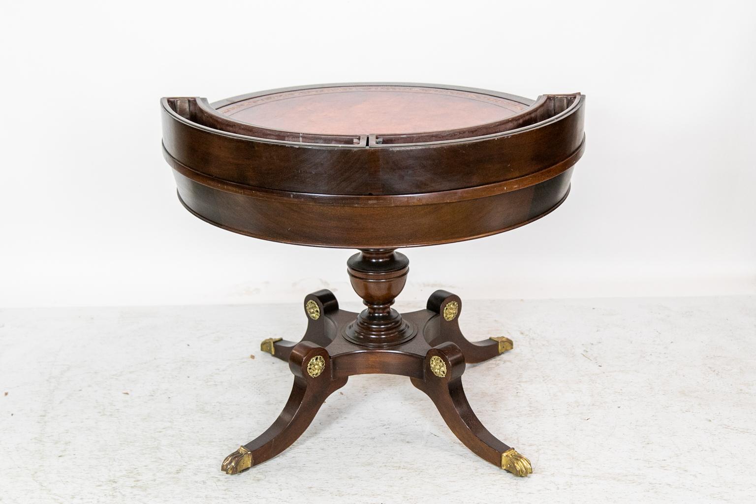American Mahogany Drum Table with Gallery For Sale 6