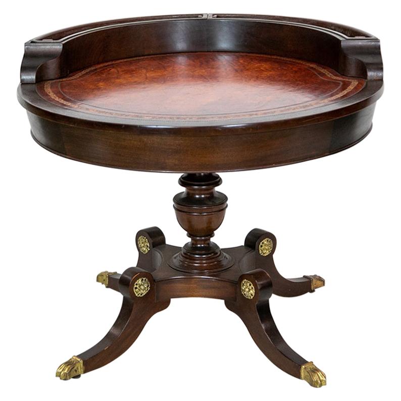 American Mahogany Drum Table with Gallery For Sale
