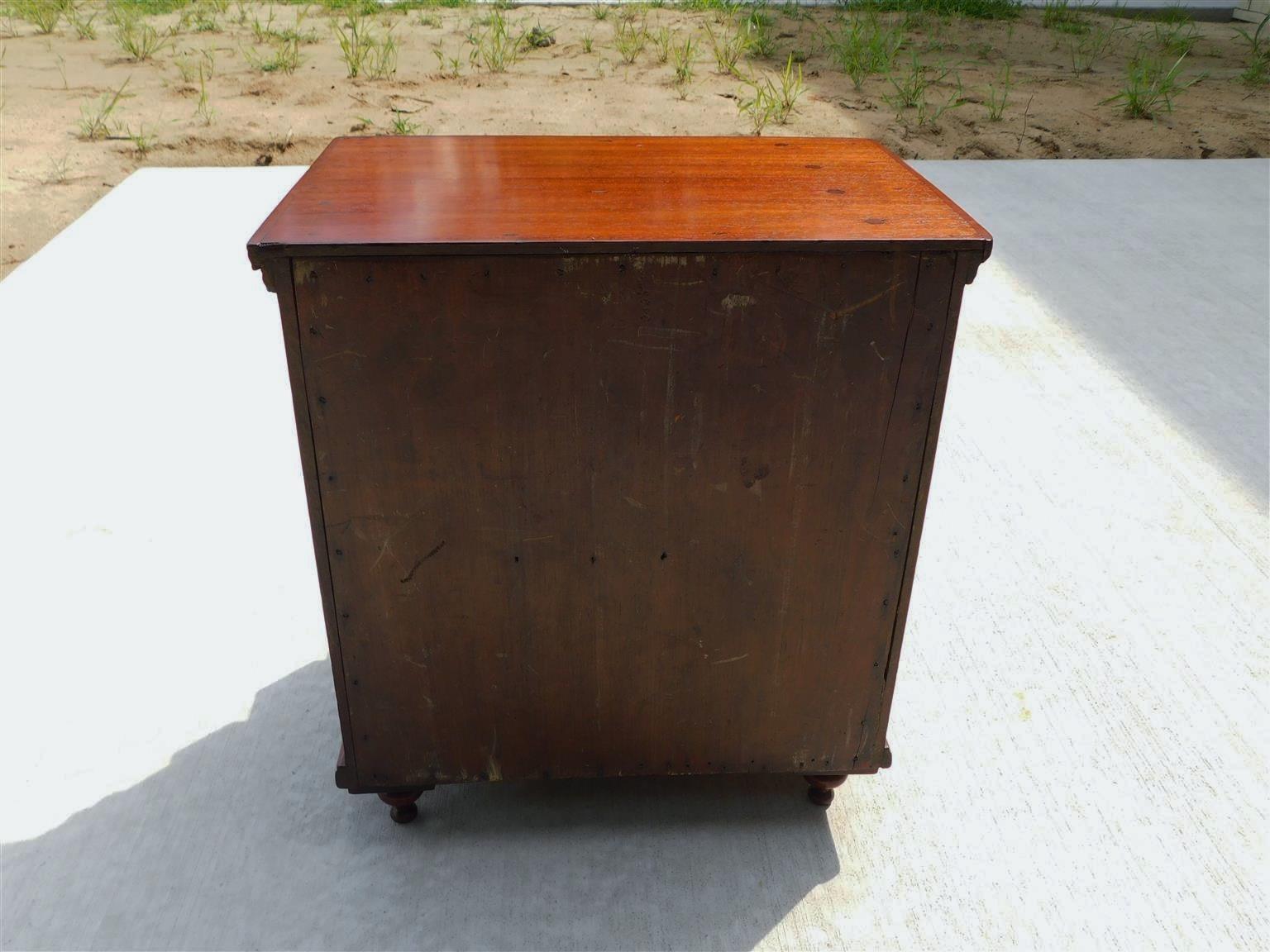 American Mahogany Five Drawer Miniature with Flanking Columns & Bun Feet, C 1820 For Sale 3