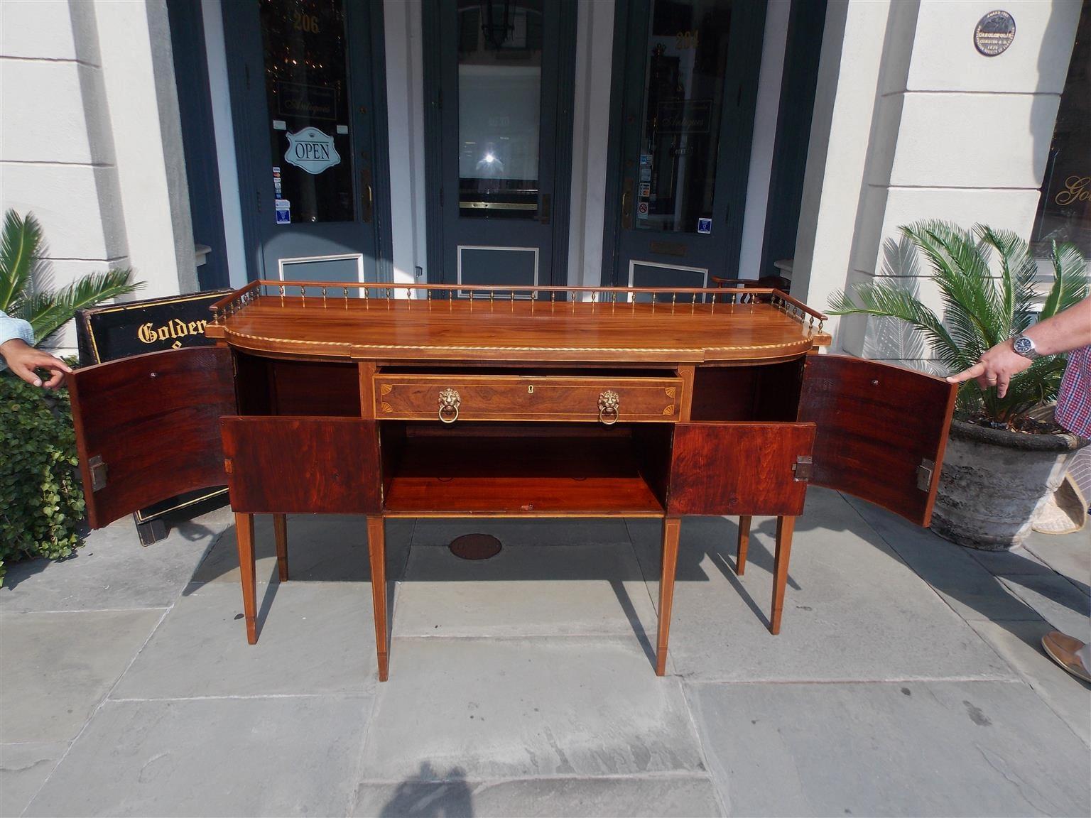 American Mahogany Gallery Sideboard with Conch Shell and Patera Inlays. C. 1840 For Sale 4