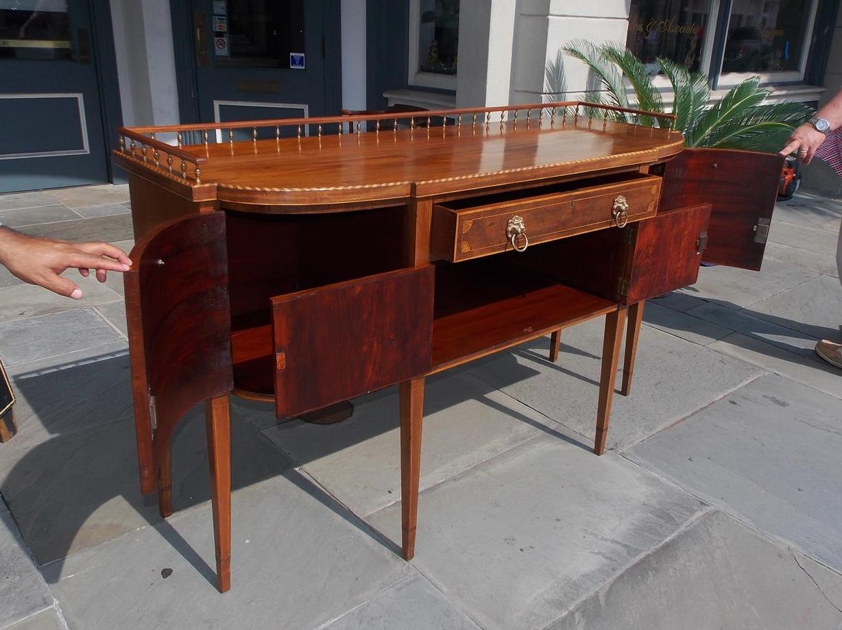 American Mahogany Gallery Sideboard with Conch Shell and Patera Inlays. C. 1840 For Sale 5