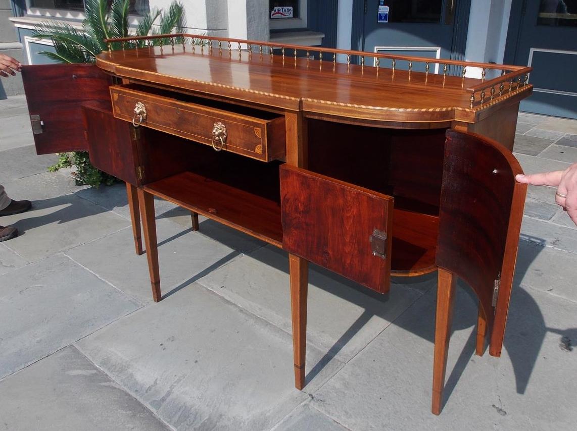 American Mahogany Gallery Sideboard with Conch Shell and Patera Inlays. C. 1840 For Sale 6