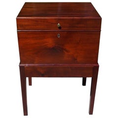 Antique American Mahogany Hinged Bottle Box on Stand with Exposed Dovetails, Circa 1800