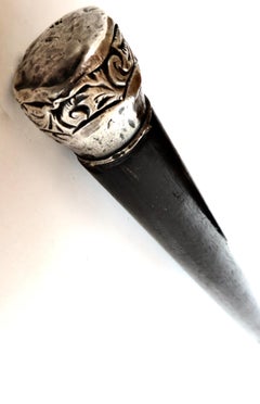 Bastón americano de caoba de finales del siglo XIX con collar de plata de ley