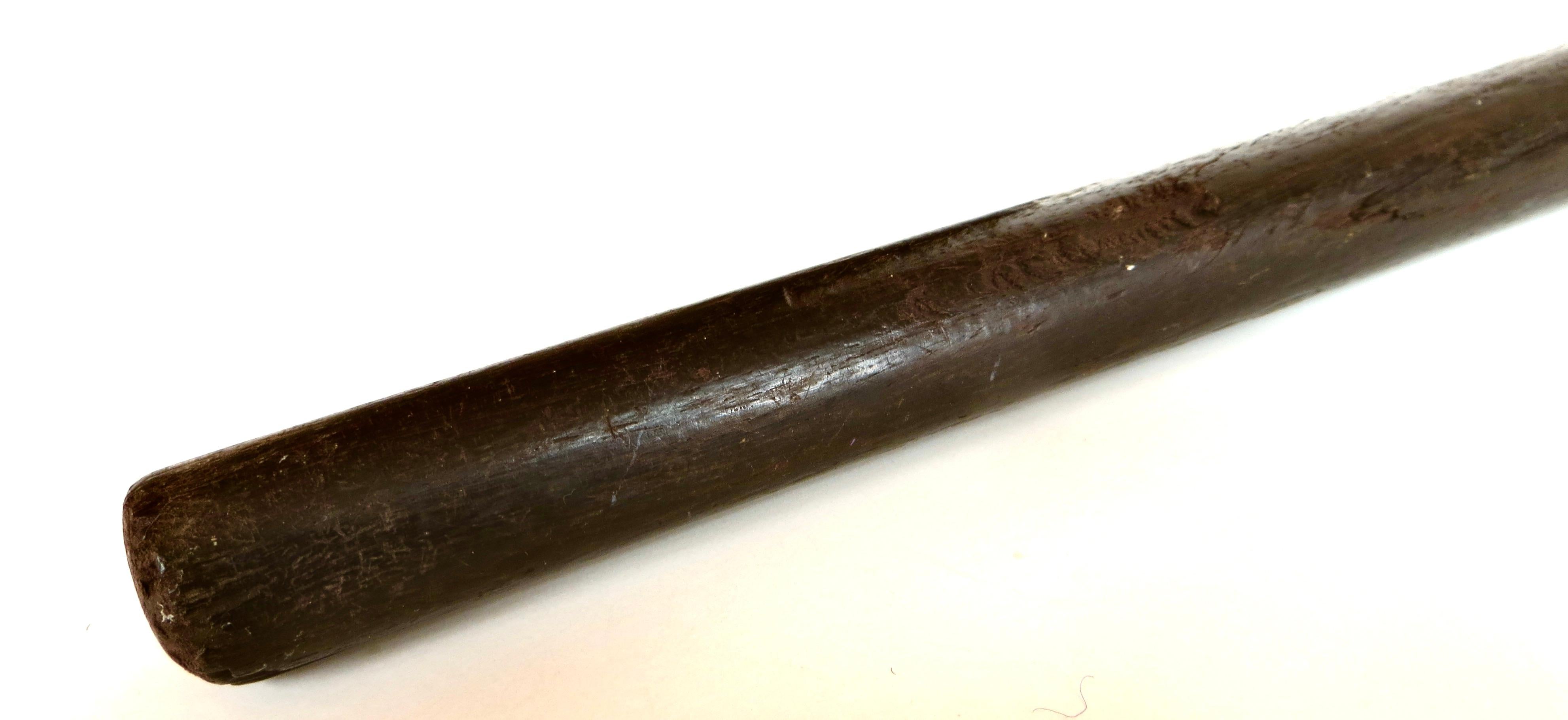 Victorian American Mahogany Late 19th Century Walking Stick With Sterling Silver Collar For Sale
