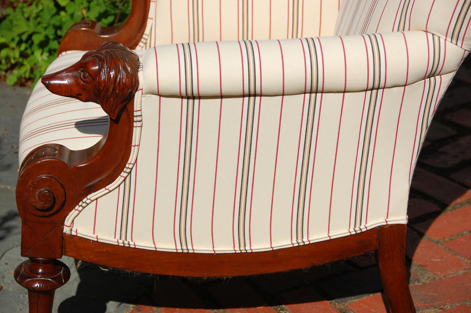 antique chair with carved dog heads