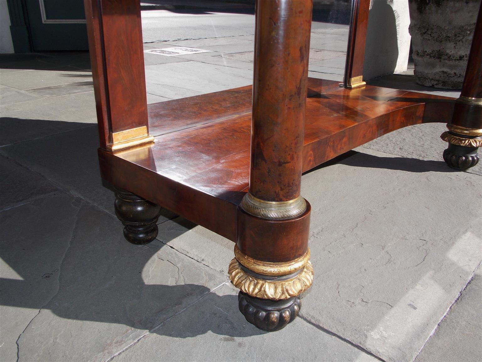 American Mahogany Marble Top and Gilt Stenciled Ormolu Console, NY, Circa 1815 For Sale 2