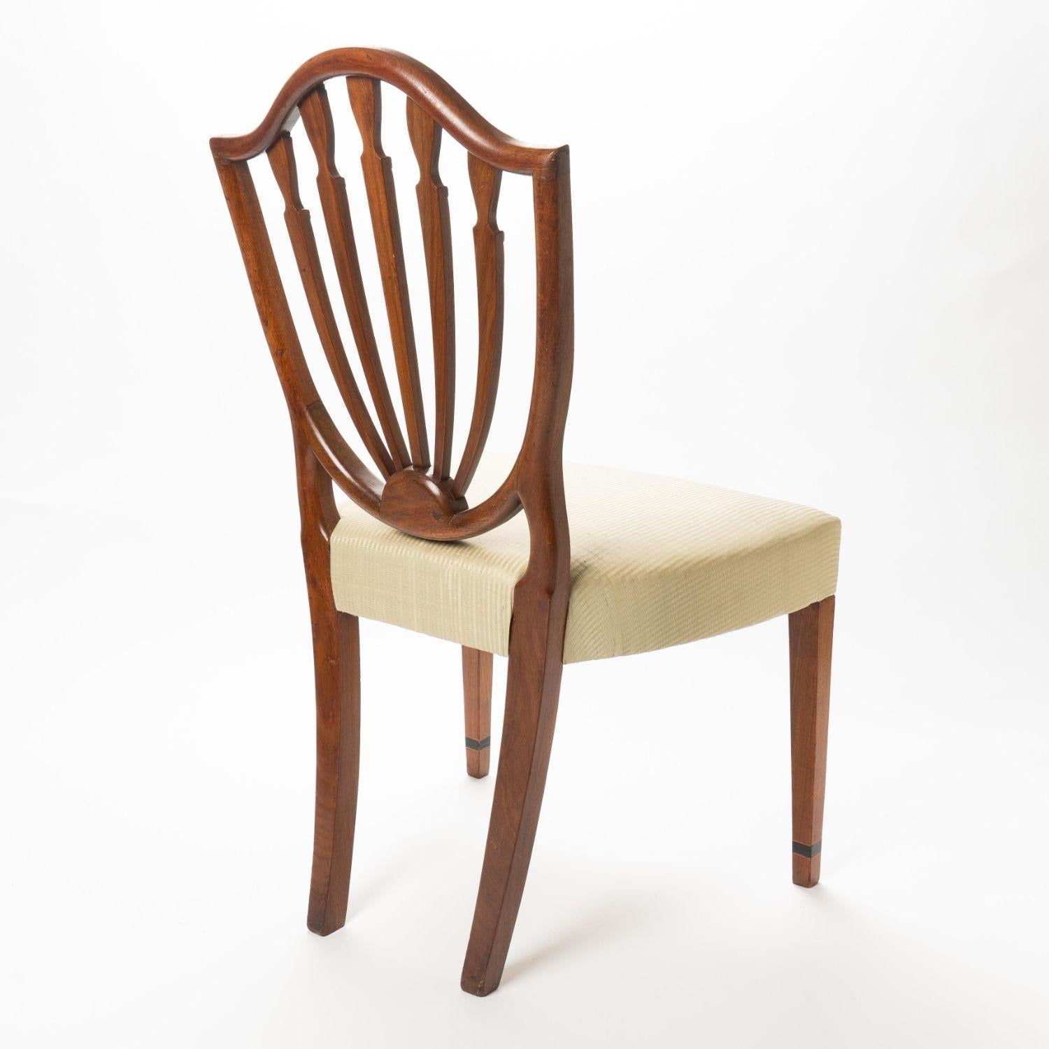 Upholstery American Mahogany Shield Back Side Chair with Serpentine Seat, c. 1790 For Sale