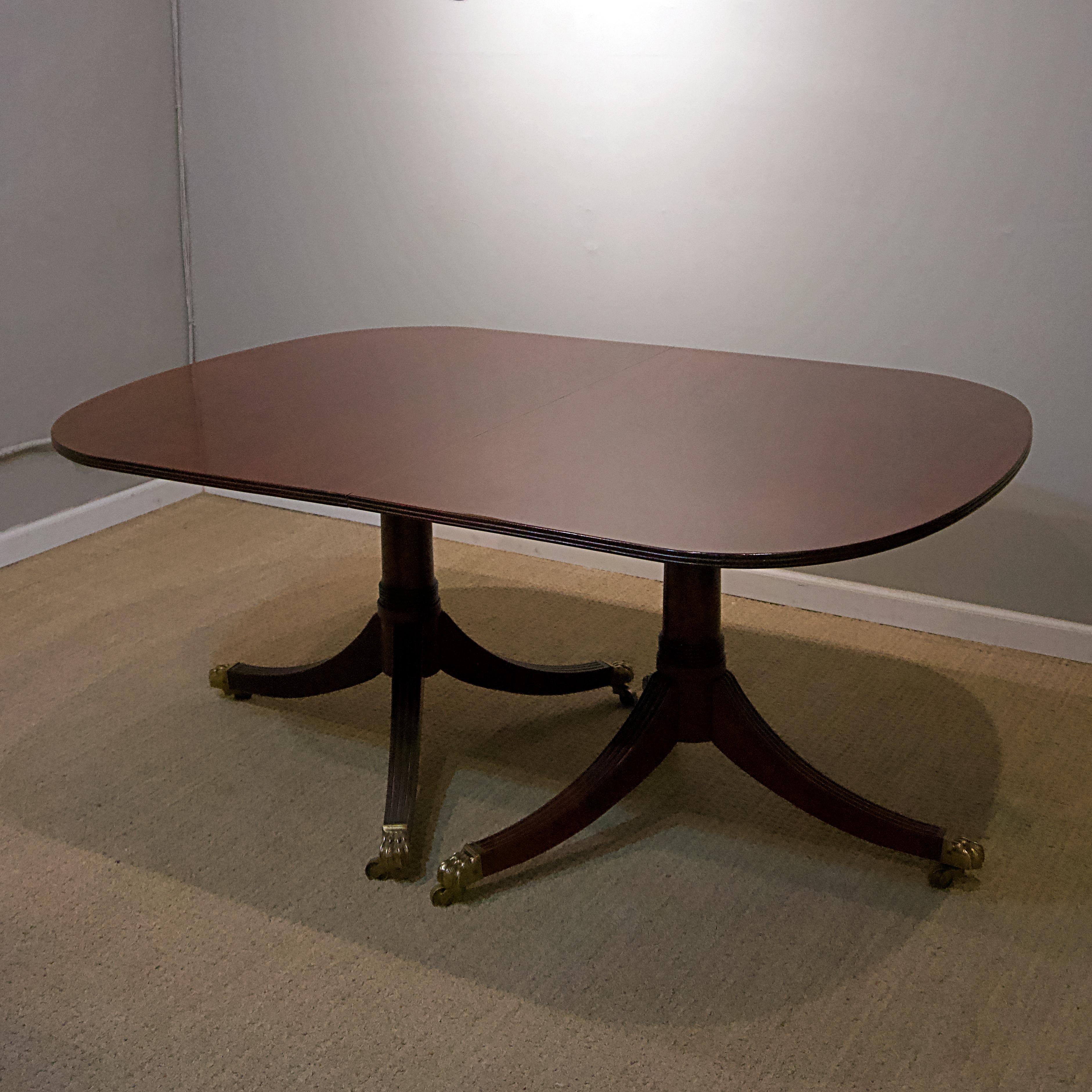 Polished American Mahogany Three Pedestal Table