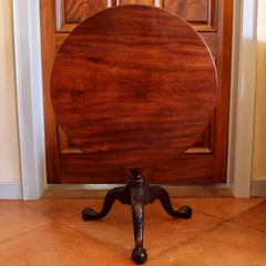 American Mahogany Tilt Top Table with Acanthus and Rosette Carved Pedestal