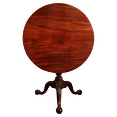 American Mahogany Tilt Top Table with Acanthus and Rosette Carved Pedestal