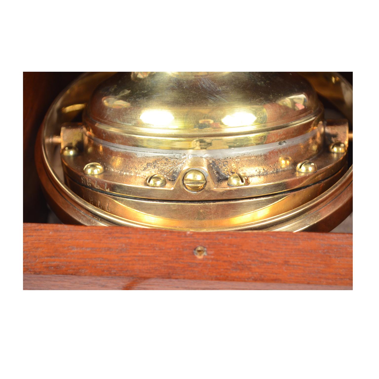 American Mahogany Wood Antique Magnetic Binnacle Nautical Compass, circa 1896 For Sale 7
