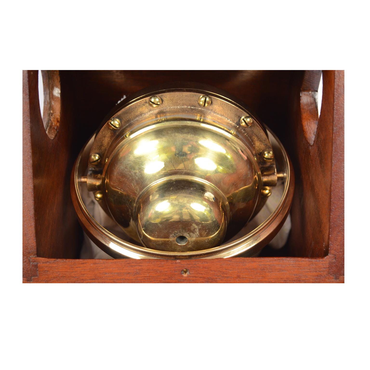 American Mahogany Wood Antique Magnetic Binnacle Nautical Compass, circa 1896 For Sale 9