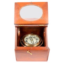 American Mahogany Wood Antique Magnetic Binnacle Nautical Compass, circa 1896