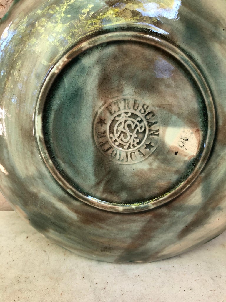 Ceramic American Majolica Water Lily Plate Etruscan Circa 1890 For Sale