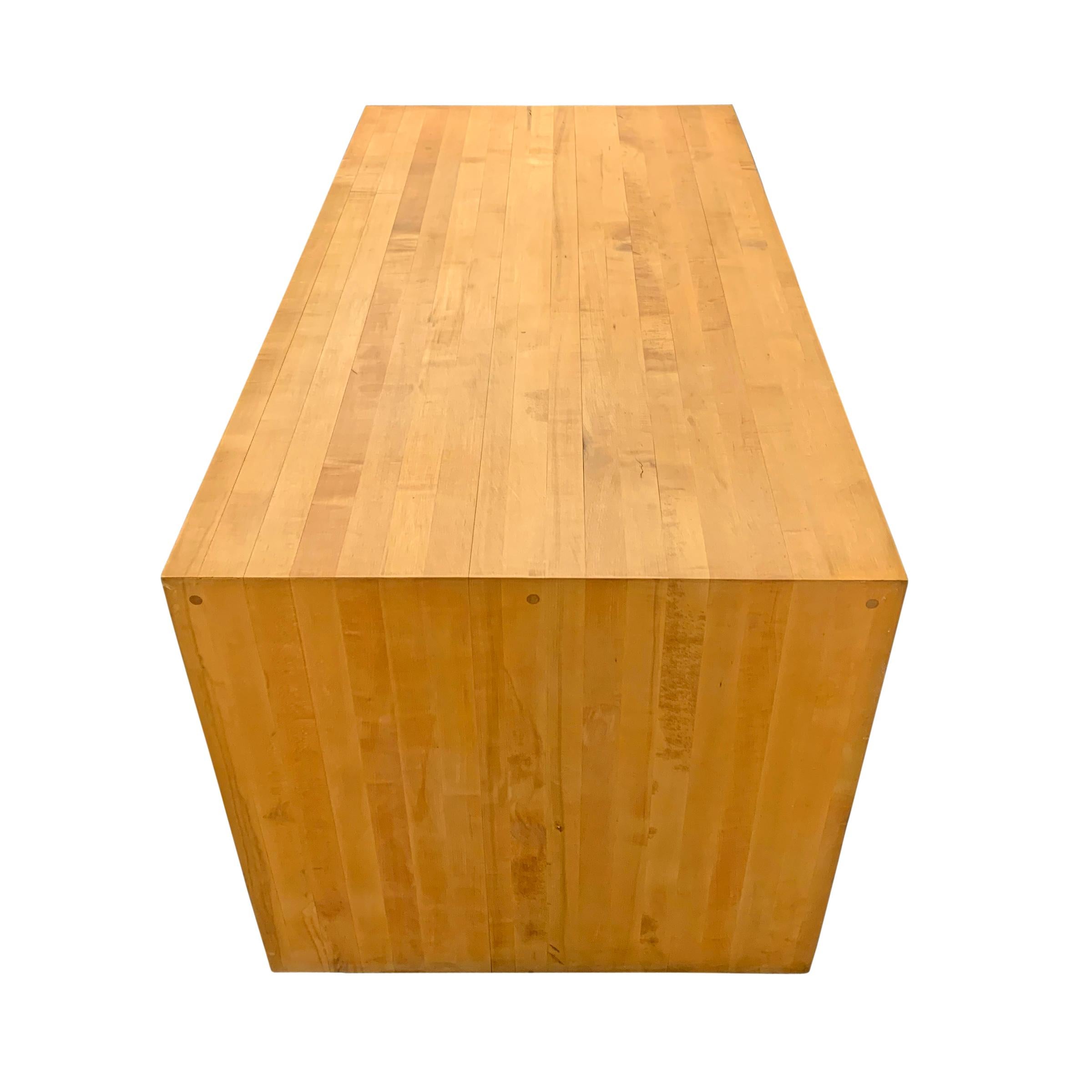 20th Century American Maple Butcher Block Parsons Table For Sale