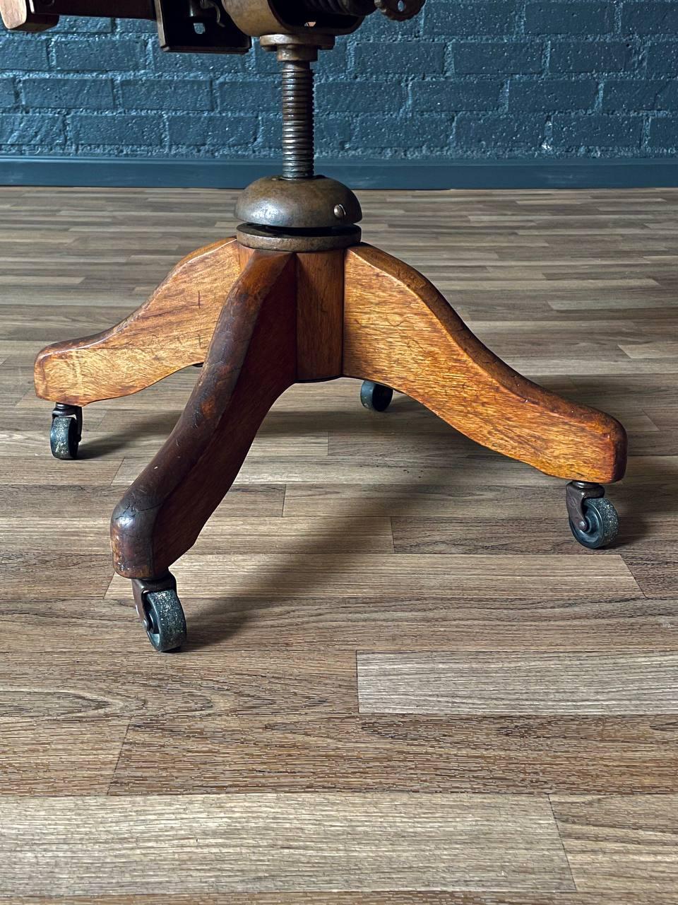 American Maple Swivel Banker’s or Typist Office Chair For Sale 4