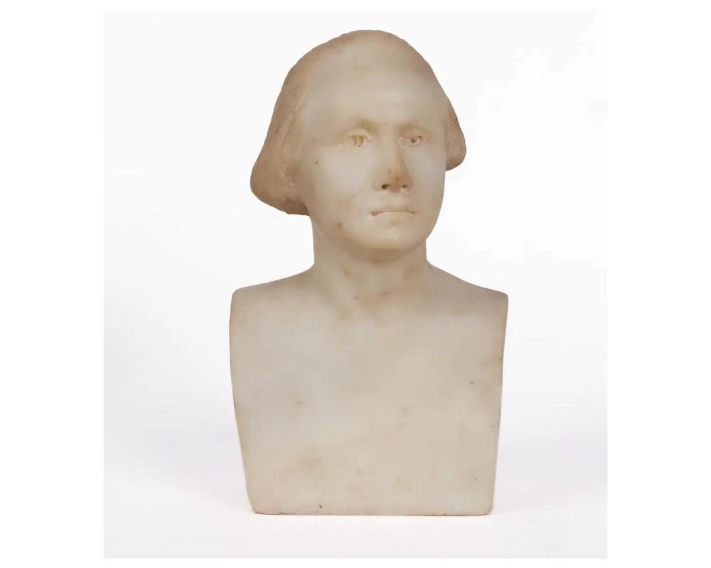 North American American Marble Bust of George Washington, After Houdon, C. 1890