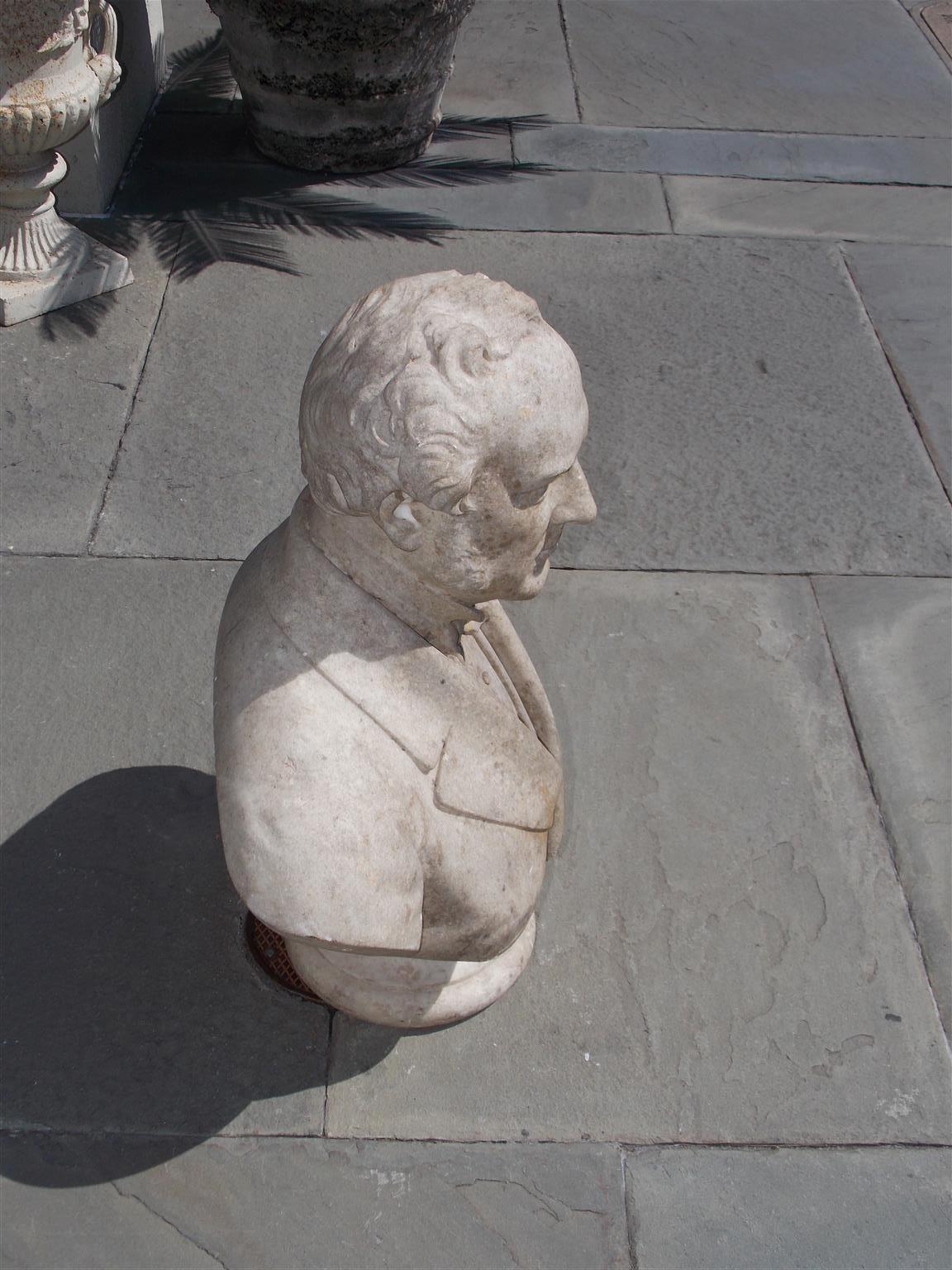 American Empire American Marble Bust of President John Quincy Adams on Circular Plinth, C. 1850