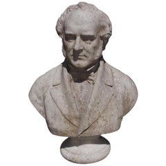 Buste en marbre américain du président John Quincy Adams sur socle circulaire:: C. 1850