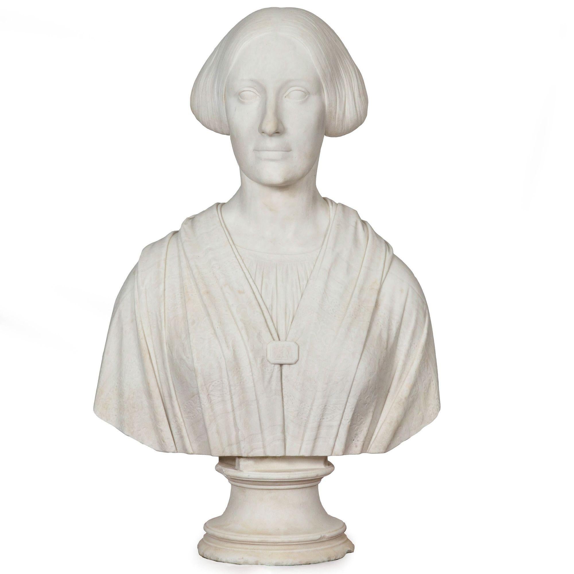 JOSEPH MOZIER
United States, 1812-1870

Bust of a Classical Young Woman (1851)

Carved Cararra marble  Signed to the reverse 