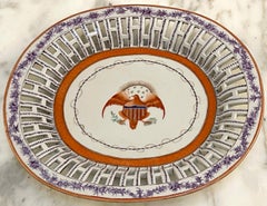 American Market Chinese Export Eagle Armorial Porcelain Oval Reticulated Tray