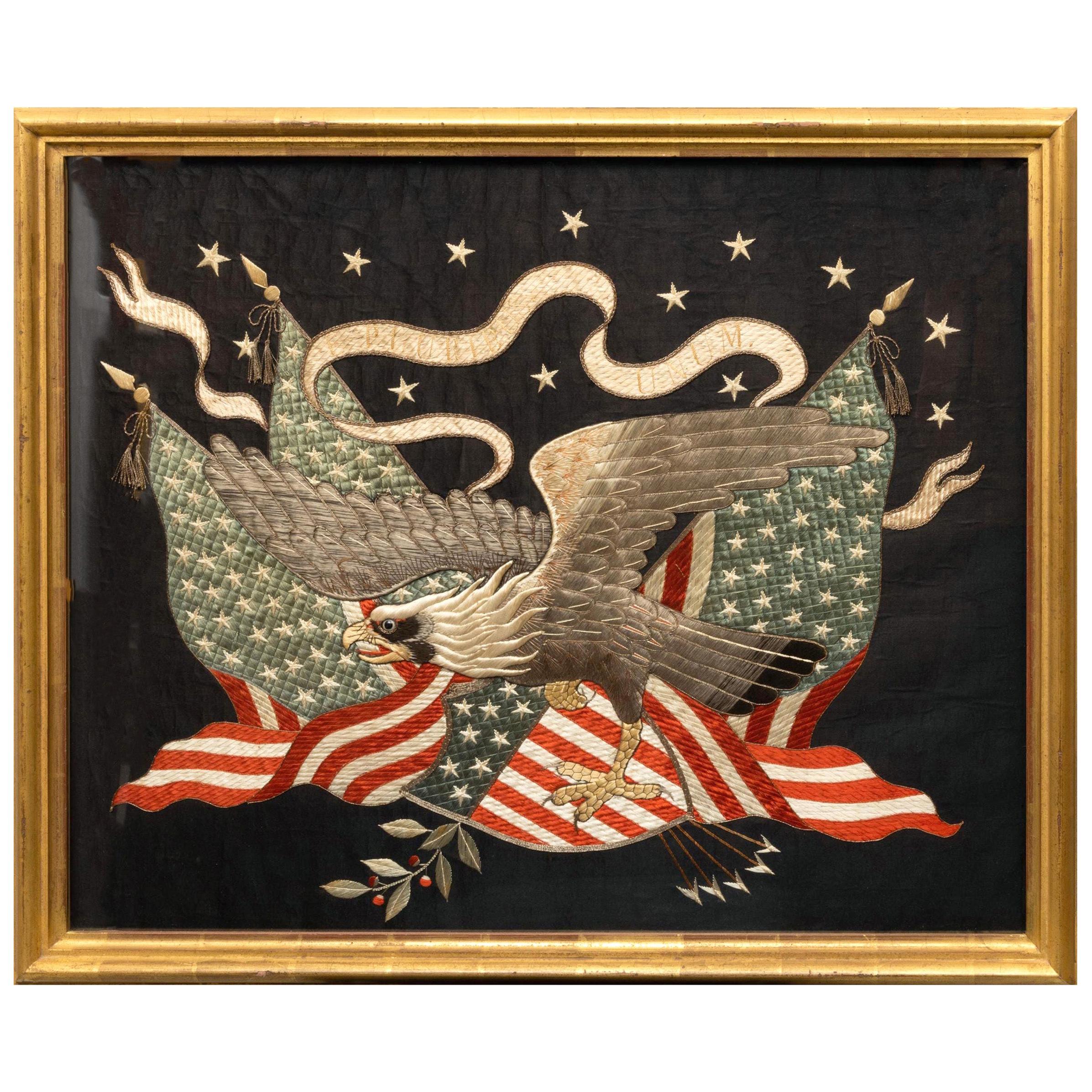 American Market Large Japanese Eagle & Flag Silkwork