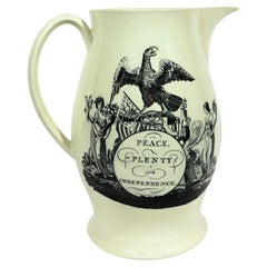 American-Market "Peace, Plenty and Independence" Liverpool Creamware Jug