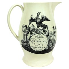 American-Market "Peace, Plenty and Independence" Liverpool Creamware Jug