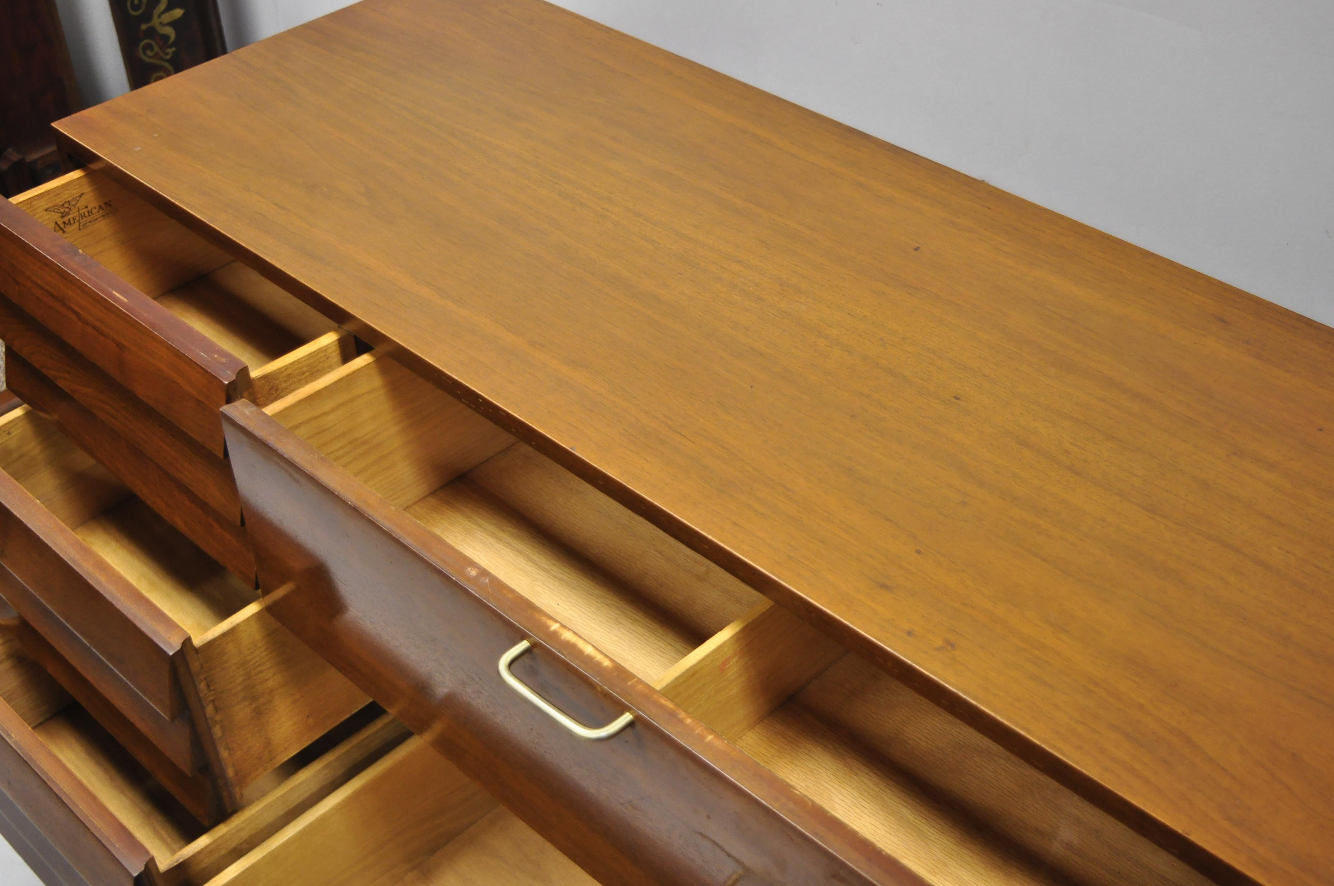 American Martinsville Walnut Louvered Drawer Mid Century Modern Dresser Credenza 5