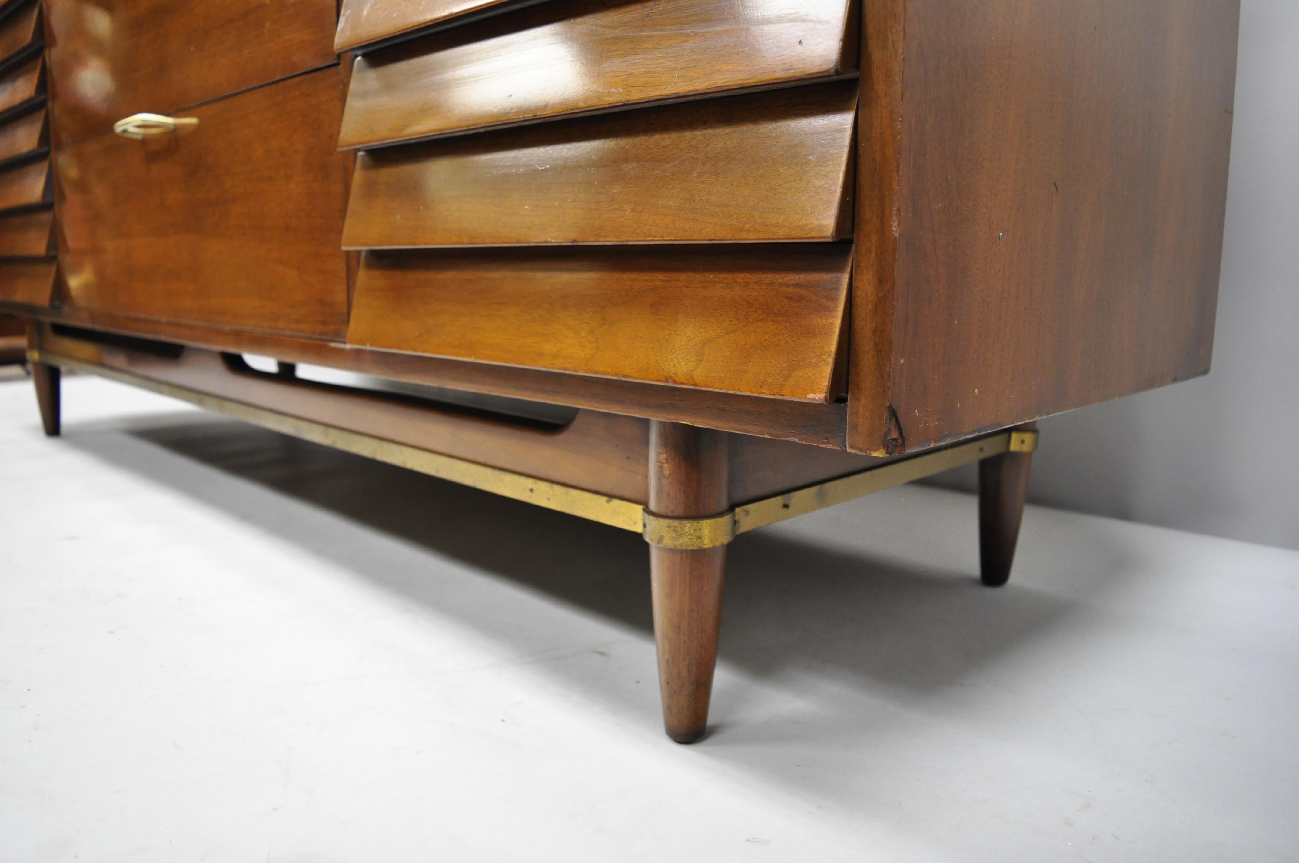 American Martinsville Walnut Louvered Drawer Mid Century Modern Dresser Credenza 2