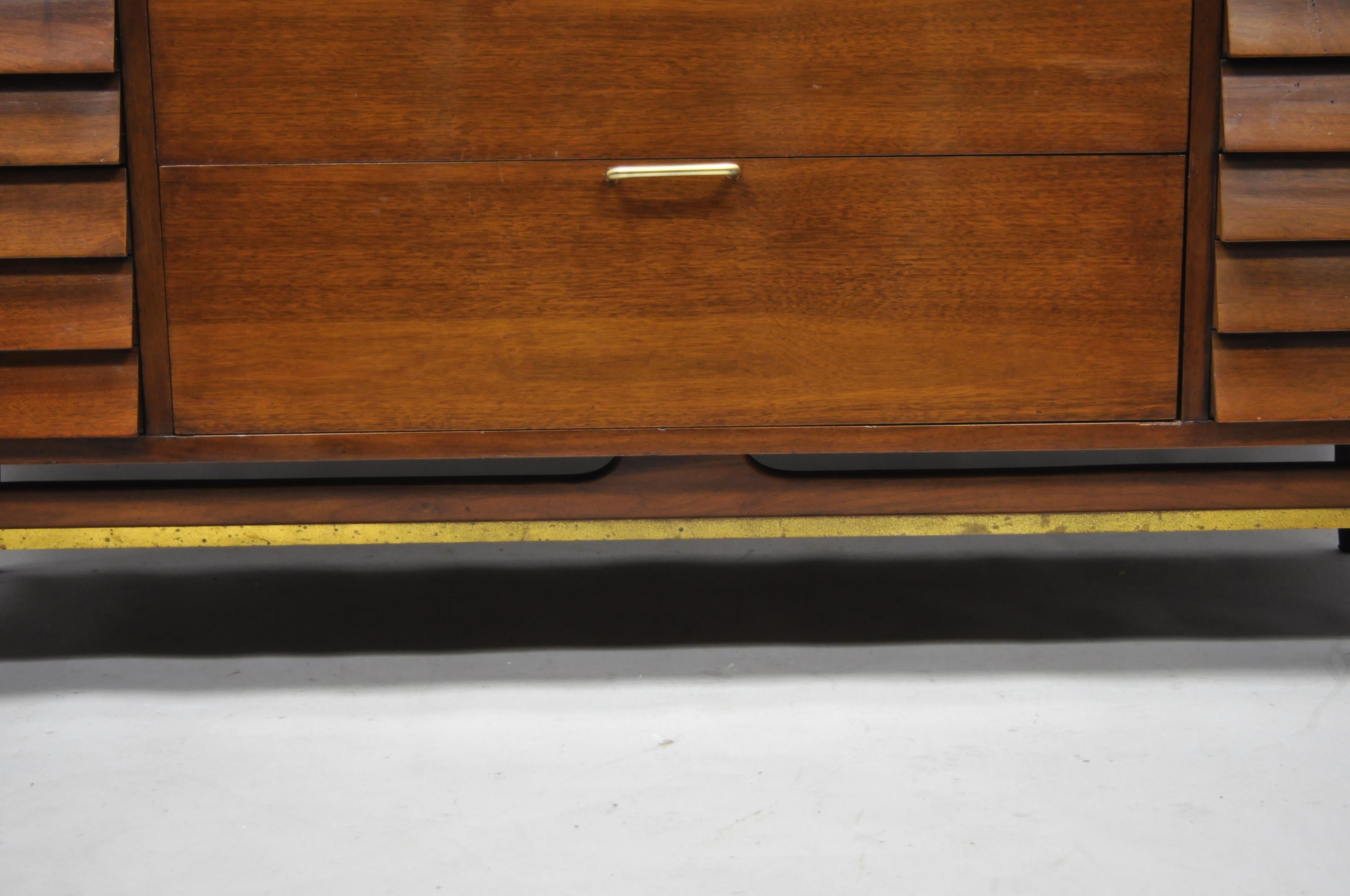 American Martinsville Walnut Louvered Drawer Mid Century Modern Dresser Credenza 4