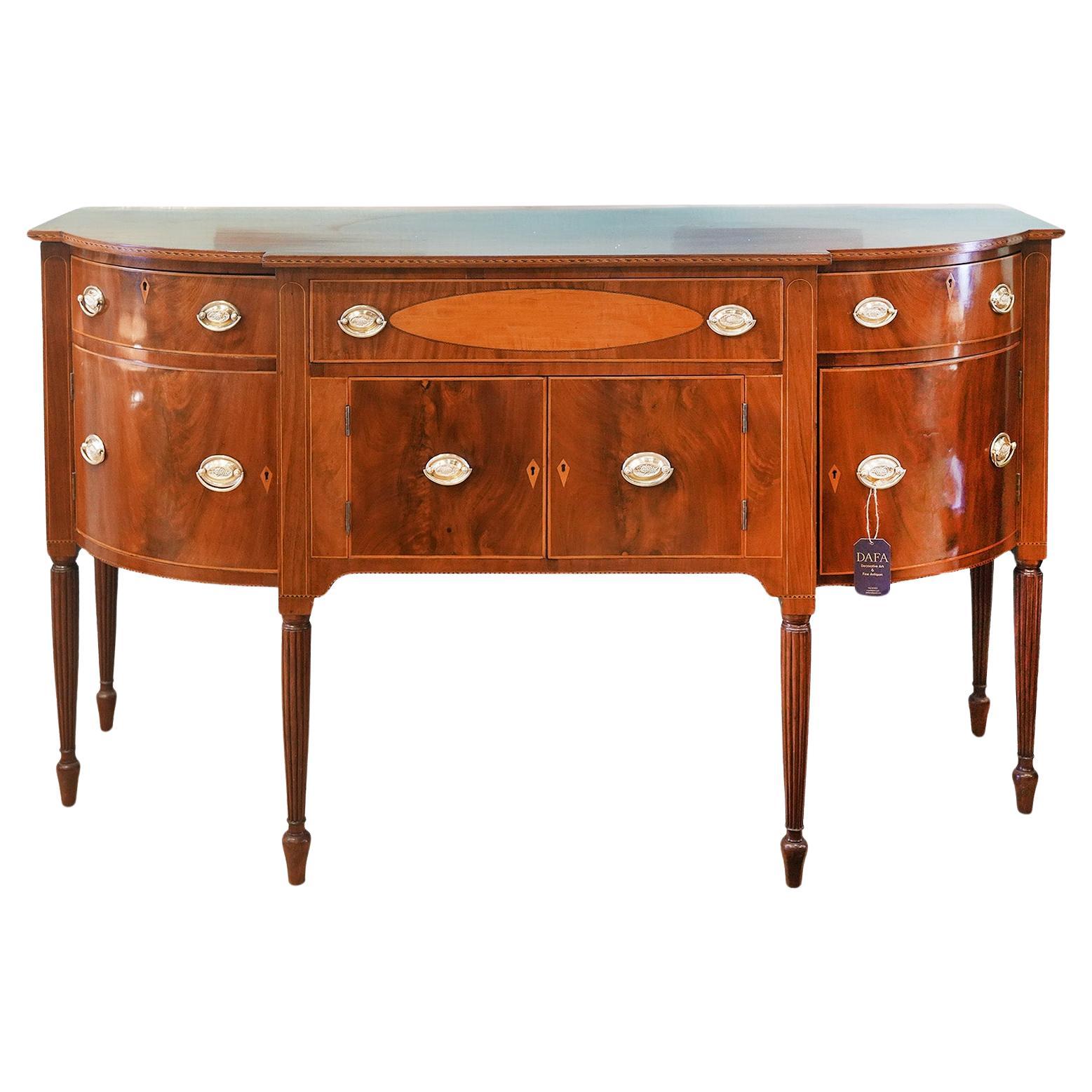 American Massachusetts Beautifully Inlaid Mahogany Sheraton Sideboard