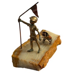 American MCM Patinated Bronze on Onyx Base Golfer Sculpture Signed by Bijan