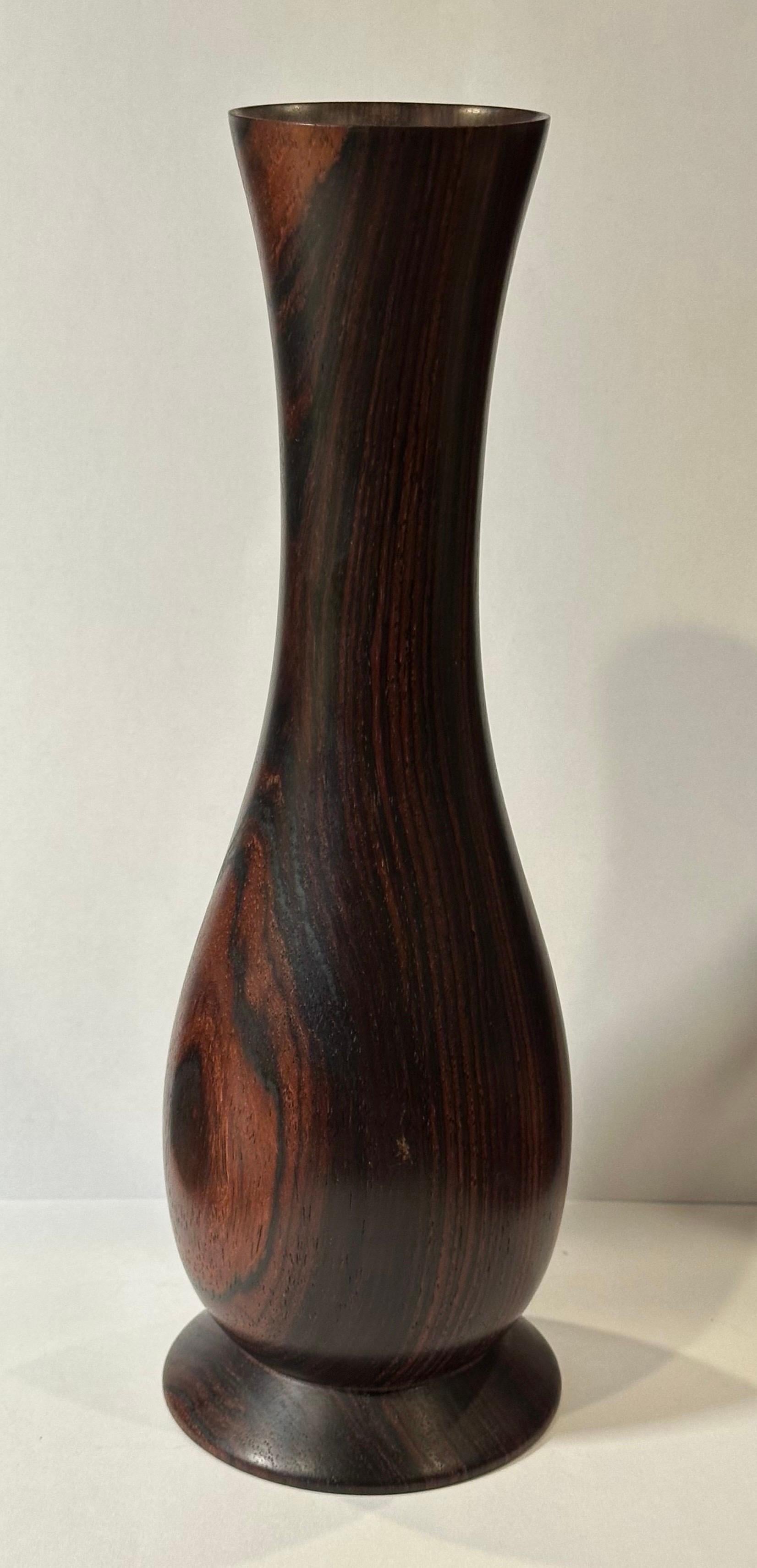 Mid-Century Modern American MCM Signed Rosewood Bud Vase For Sale