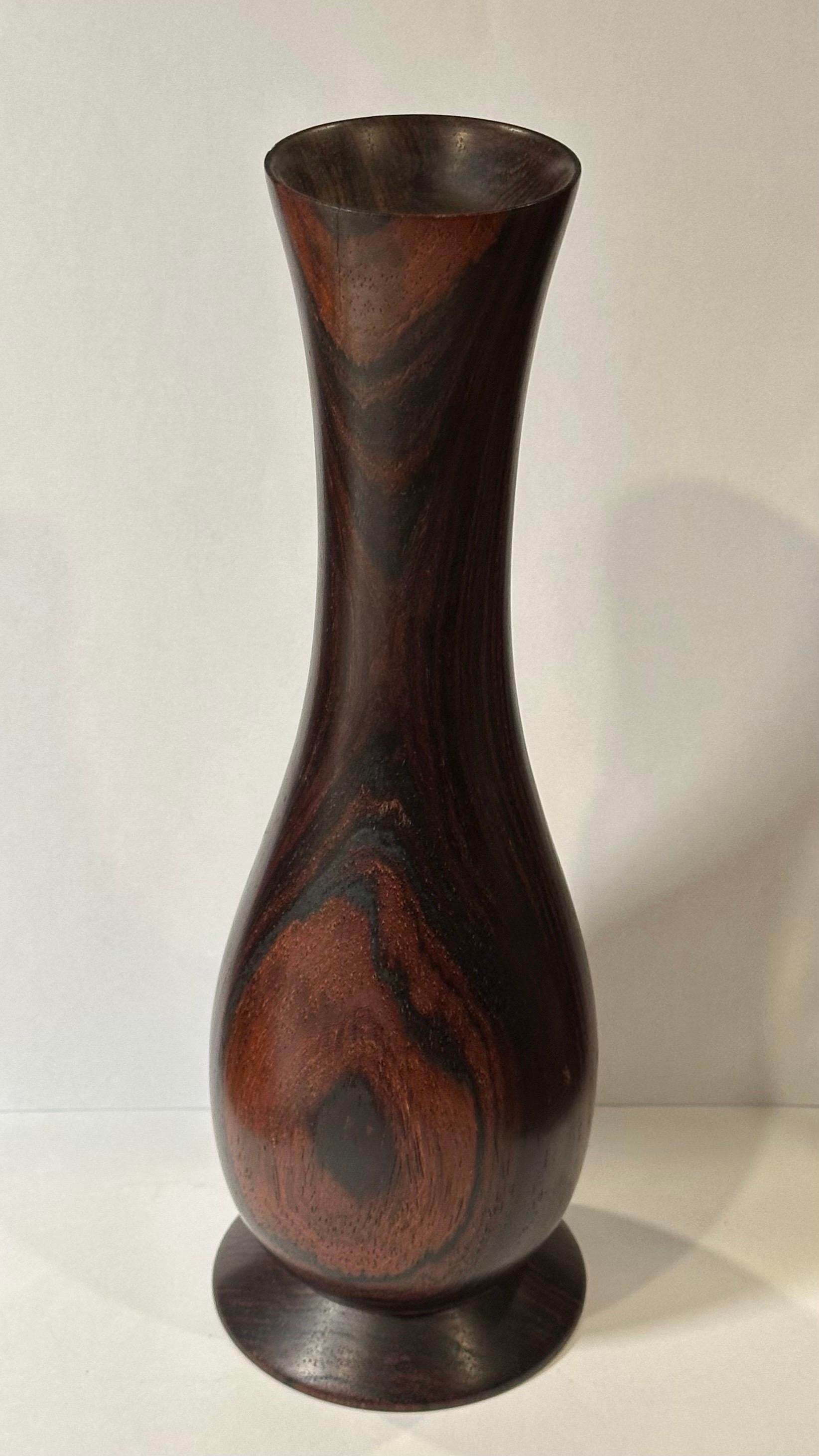 American MCM Signed Rosewood Bud Vase In Good Condition For Sale In San Diego, CA