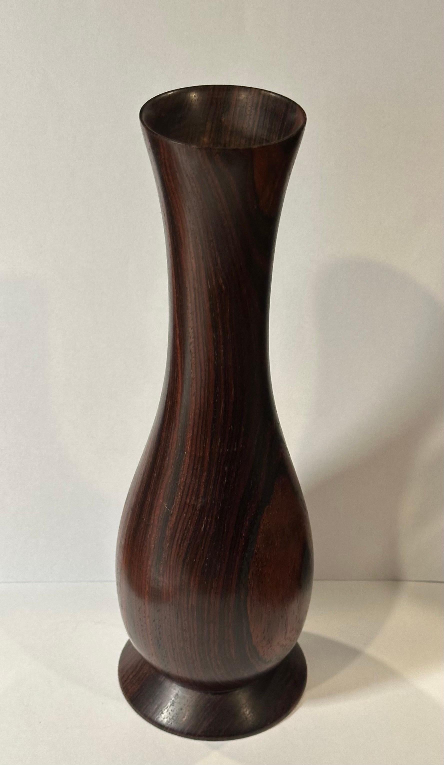 American MCM Signed Rosewood Bud Vase For Sale 1