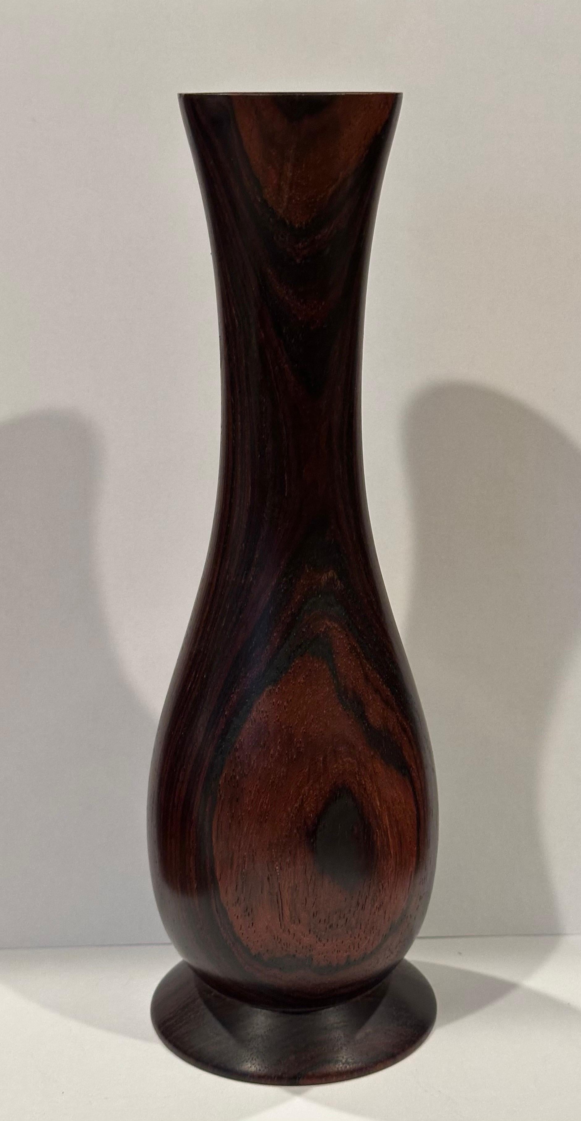 American MCM Signed Rosewood Bud Vase For Sale 2