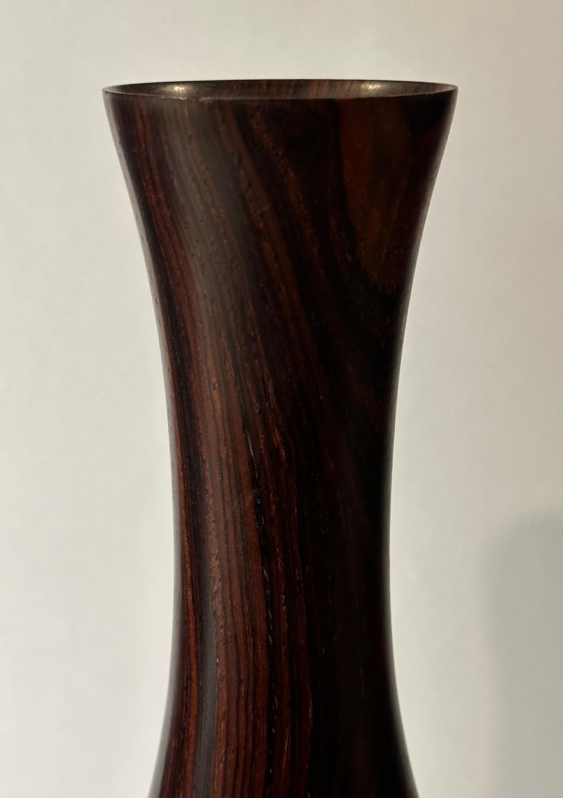 American MCM Signed Rosewood Bud Vase For Sale 3
