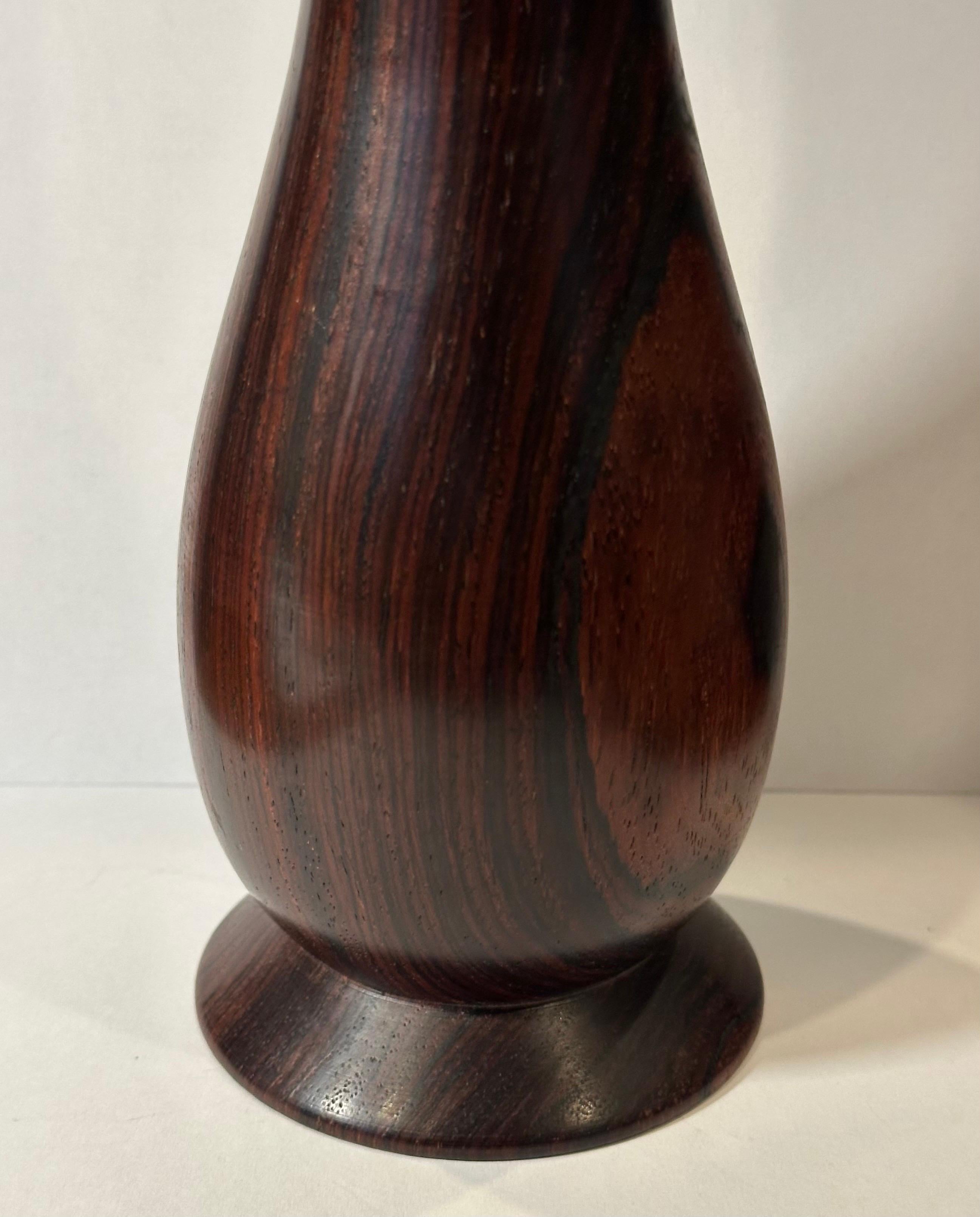 American MCM Signed Rosewood Bud Vase For Sale 4
