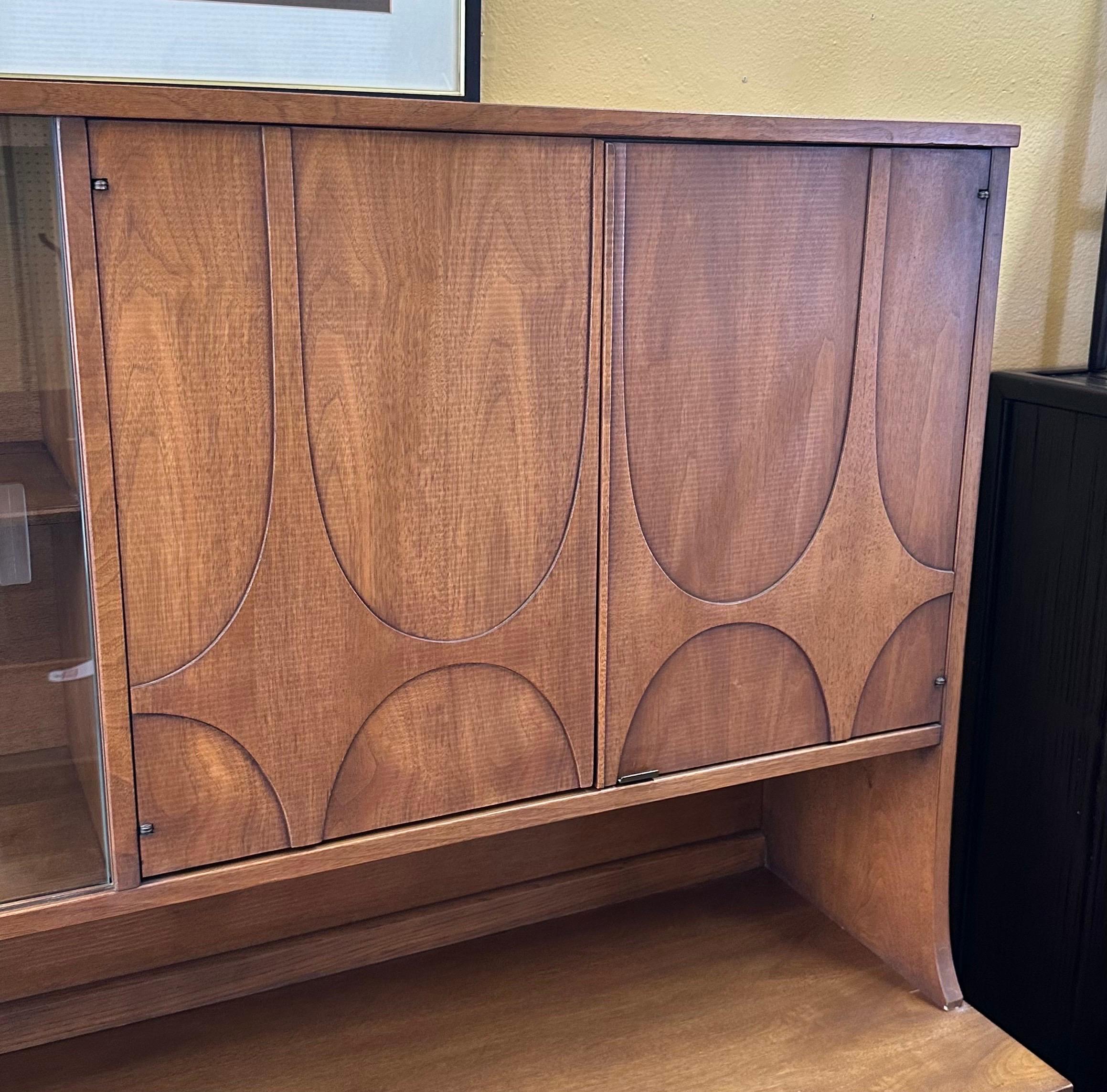 American MCM Walnut Brasilia Collection Sideboard / Credenza / Hutch by Broyhill 2