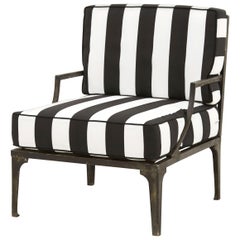 American Metal Frame Black and White Stripe Outdoor Chair
