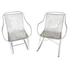 Sedia a dondolo e a molla da giardino in metallo americano