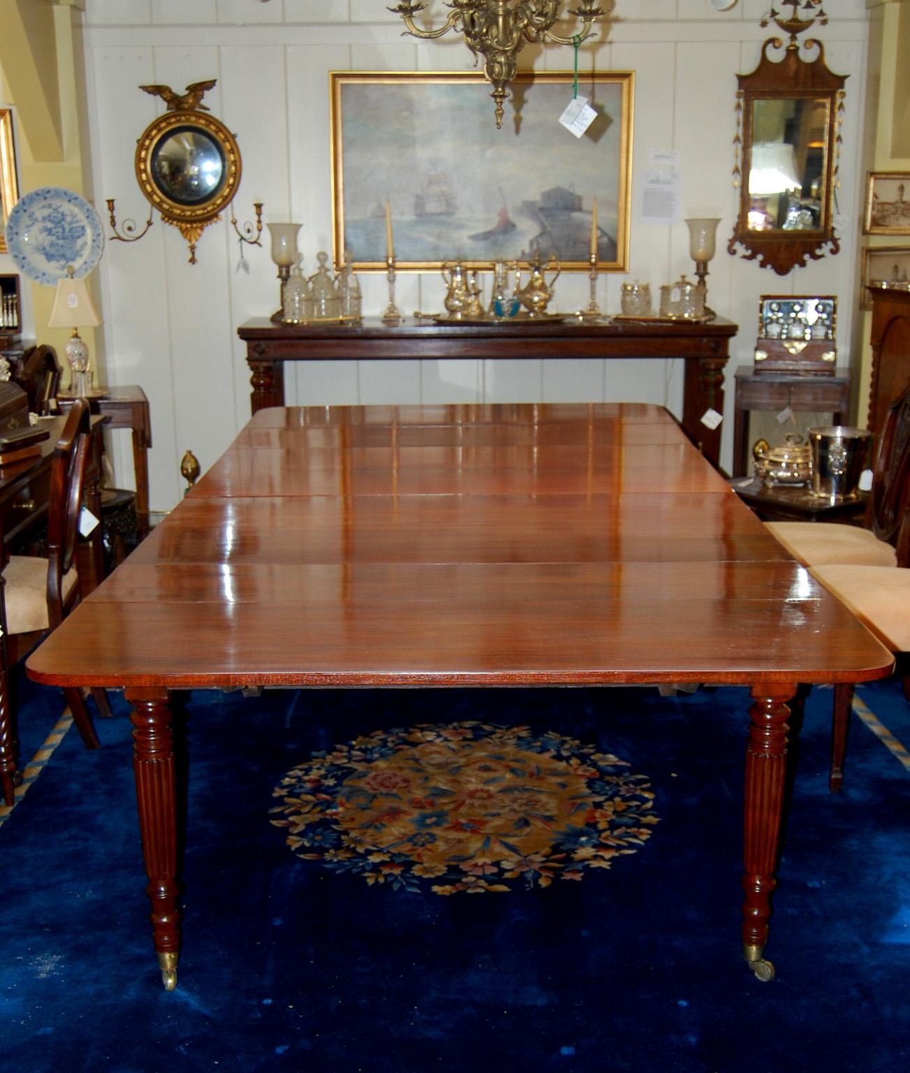 American Mid 19th Century Cornelius Briggs Mahogany Banquet Table with Leaves 1