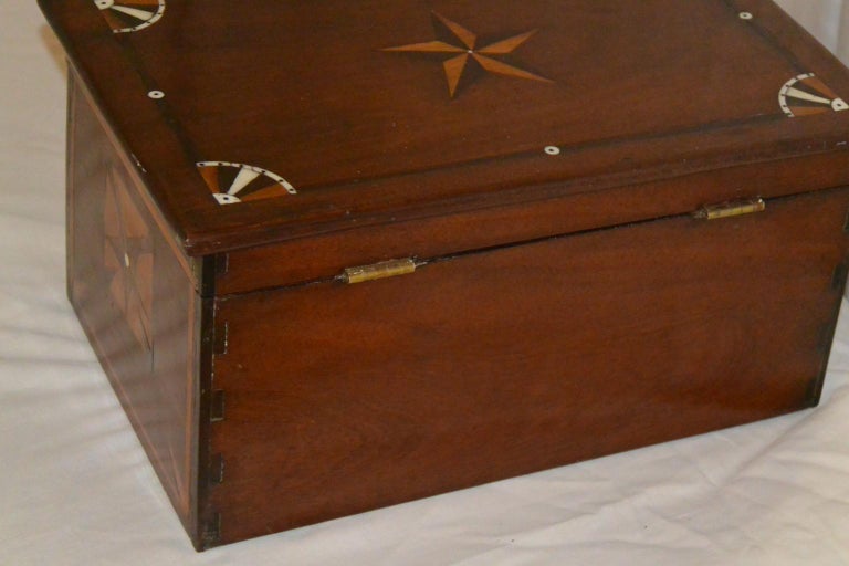 American Mid-19th Century Sailor Made Valuables Box with Extensive Inlays For Sale 1