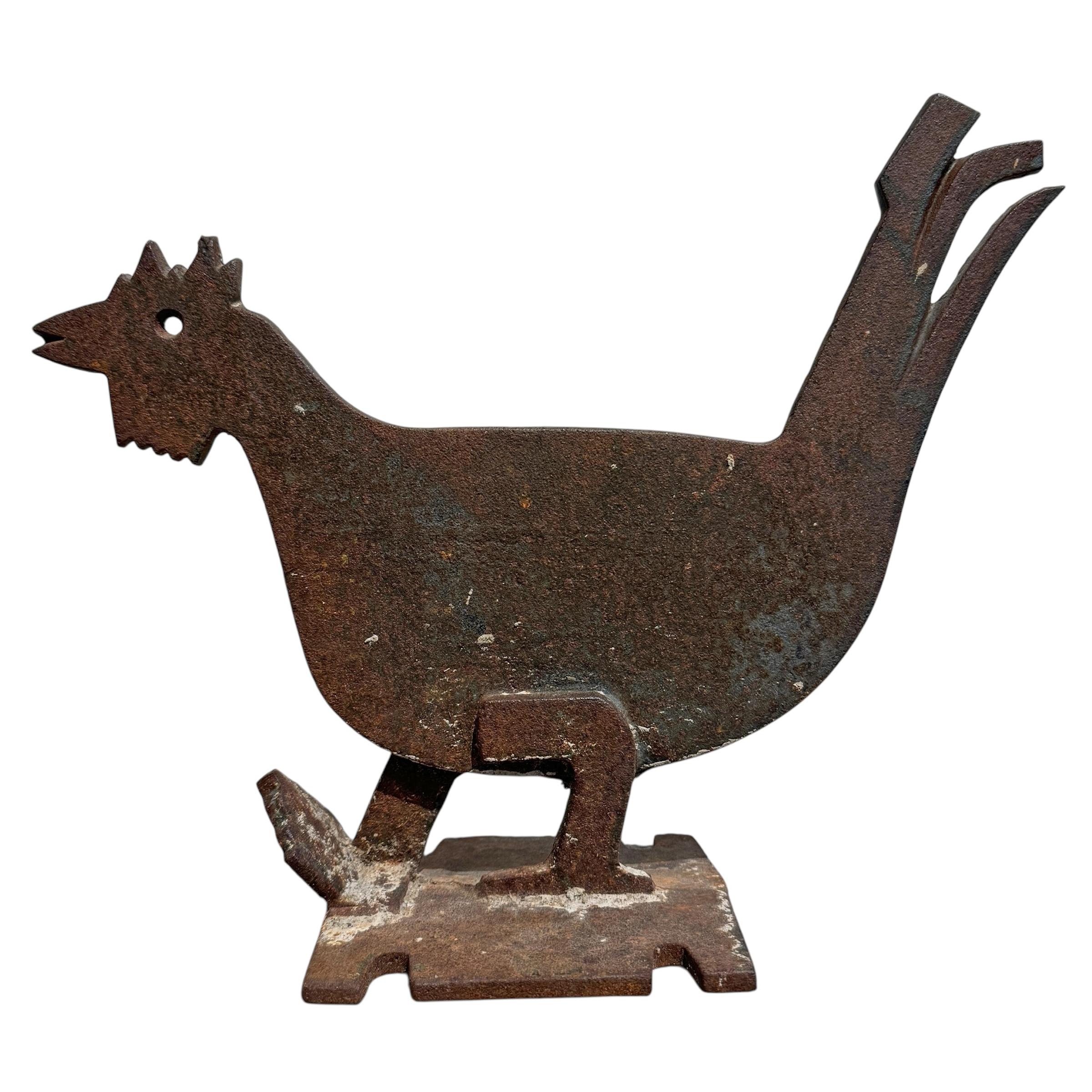 Hand-Crafted American Mid-20th Century Folk Art Rooster Bootscrape For Sale