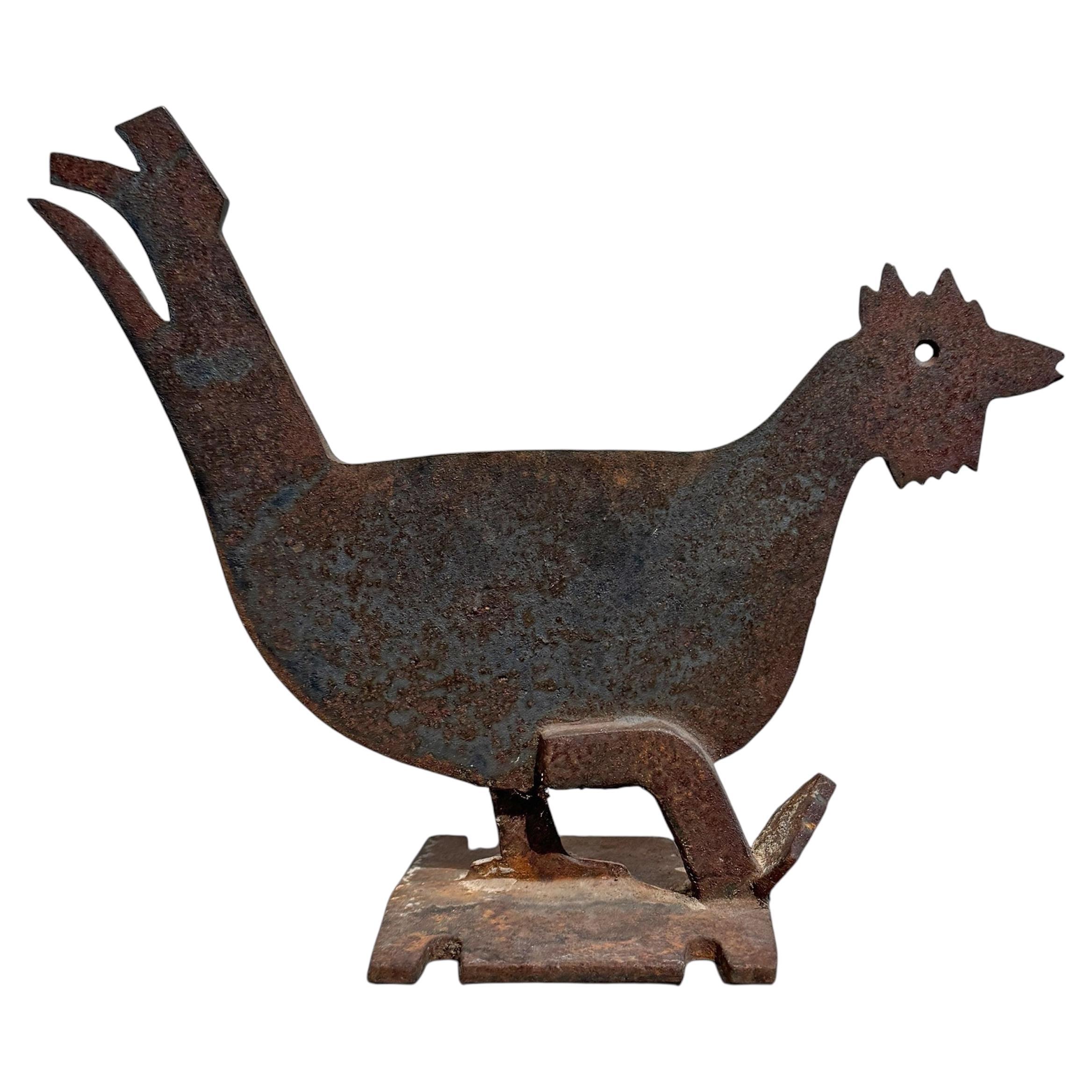 American Mid-20th Century Folk Art Rooster Bootscrape For Sale